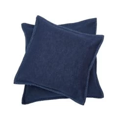 David Fussenegger SYLT Kissenhülle Uni Mit Zierstich - 40x40 Cm - Marine