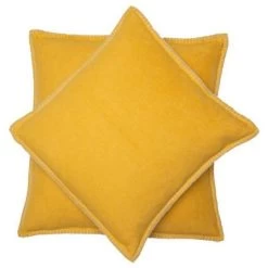 David Fussenegger SYLT Kissenhülle Uni Mit Zierstich - 40x40 Cm - Senf