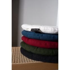 Linum PEPPER Sitzkissen Rund - Ø 37 Cm - Höhe 3 Cm - Dunkles Olivgrün A93 -Boutique-Kissen-Discounter 432274 big 4