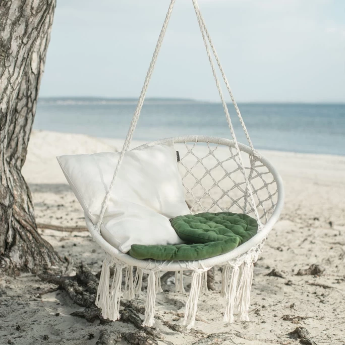 Linum PEPPER Sitzkissen Rund - Ø 37 Cm - Höhe 3 Cm - Moss Green A18 4 Linum PEPPER Sitzkissen Rund - Ø 37 Cm - Höhe 3 Cm - Moss Green A18 – Bild 2