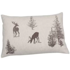 David Fussenegger SILVRETTA Hirsche/Tannen Allover Kissenhülle - 40x60 Cm - Ecru/schlamm