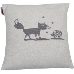David Fussenegger SILVRETTA Fuchs Und Igel Kissenhülle - 40x40 Cm - Hellgrau