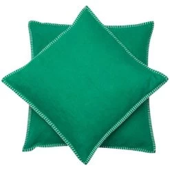 David Fussenegger SYLT Kissenhülle Uni Mit Zierstich - 40x40 Cm - Smaragd